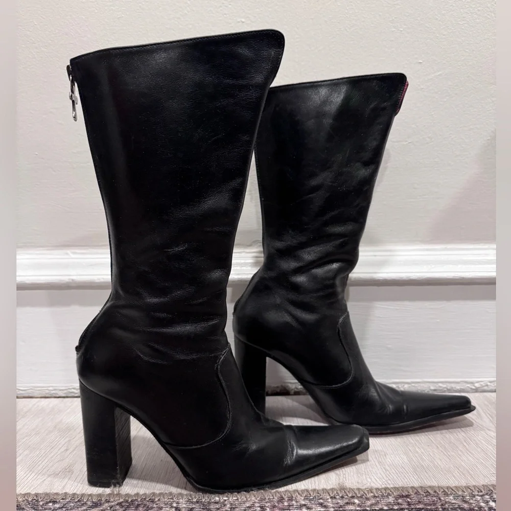 Cafenoir Black Italian Leather Women's Boots, size - Picture 1 of 10